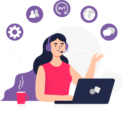 Illustration showing virtual assistants supporting businesses remotely